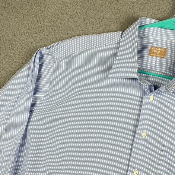 Gitman Gold Master Shirt Makers Button Men's 18 35 2XL Blue White Striped - Picture 5 of 12